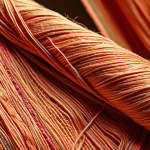 **Close-up of cotton fibers under a microscope, showcasing their cellulose structure. Add a hand holding a vibrant, intricately woven Thai silk fabric. The lighting should be bright and scientific, contrasting with the soft sheen of the silk.**