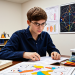 A young, determined aspiring textile engineer at a well-lit desk, surrounded by organized textbooks and colorful mind maps. In the background, subtle, abstract representations of textile machinery, intricate fiber structures, and a chemical dyeing process are integrated, symbolizing deep understanding and practical application. The overall mood is focused, inspired, and modern, illustrating strategic learning for a complex field.