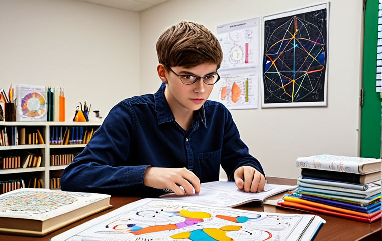A young, determined aspiring textile engineer at a well-lit desk, surrounded by organized textbooks and colorful mind maps. In the background, subtle, abstract representations of textile machinery, intricate fiber structures, and a chemical dyeing process are integrated, symbolizing deep understanding and practical application. The overall mood is focused, inspired, and modern, illustrating strategic learning for a complex field.