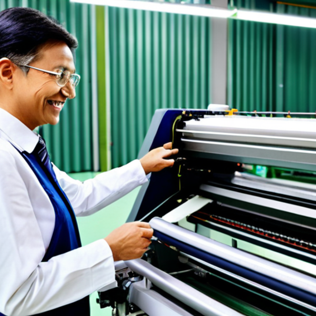**

"A confident, smiling textile engineer in a modern factory setting, inspecting a high-tech weaving machine, fully clothed in professional attire, safe for work, appropriate content, perfect anatomy, natural proportions, professional lighting, family-friendly, high resolution."

**