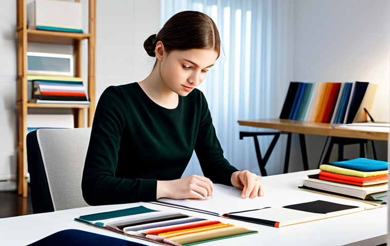 Aspiring Textile Designer**

"A young woman, a student in fashion design, working diligently on textile samples at a bright studio desk, surrounded by fabric swatches and design books, fully clothed in modest attire, professional and focused, safe for work, perfect anatomy, natural proportions, high-quality rendering, appropriate content."

**