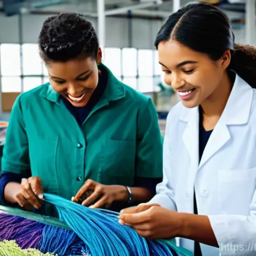 섬유기사 실기시험의 준비 단계 - **Prompt:** A group of diverse textile engineers, both male and female, in their late 20s to early 4...