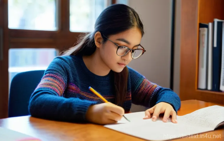 섬유기사 시험 과목별 정리 - **Prompt 1: Focused Textile Engineering Student**
    A young female student, early 20s, with a dete...