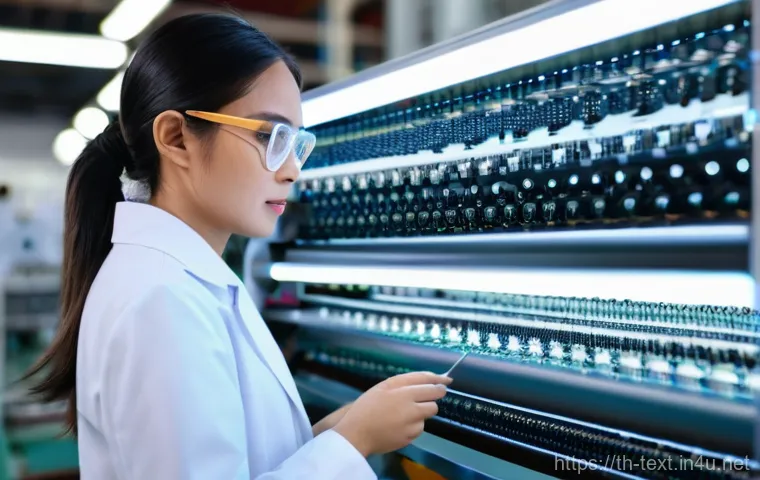 섬유기사와 실기시험의 중요 포인트 - **Prompt:** A young, confident Thai female textile engineer, wearing a clean, professional lab coat ...