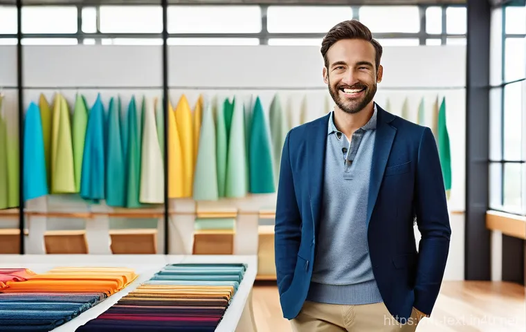 섬유기사 자격증 취득 후의 이점 - **Prompt:** A dynamic, wide shot of a futuristic textile research and development lab. In the foregr...