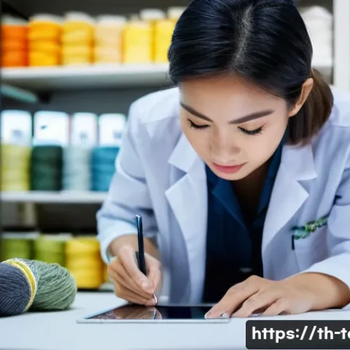 섬유기사와 관련 직업군의 특징 - **A highly detailed portrait of a young, professional Thai textile engineer, in her late 20s, with a...