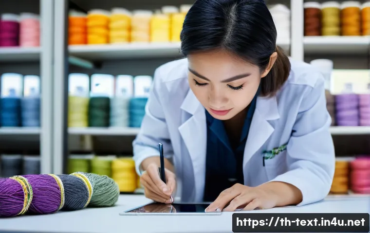 섬유기사와 관련 직업군의 특징 - **A highly detailed portrait of a young, professional Thai textile engineer, in her late 20s, with a...