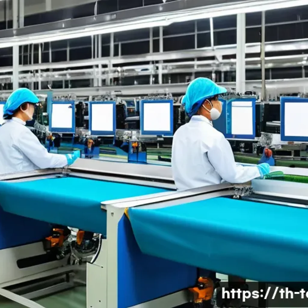 섬유기사 자격증의 가치와 전망 - A modern textile factory in Thailand showing skilled workers wearing protective uniforms and safety ...