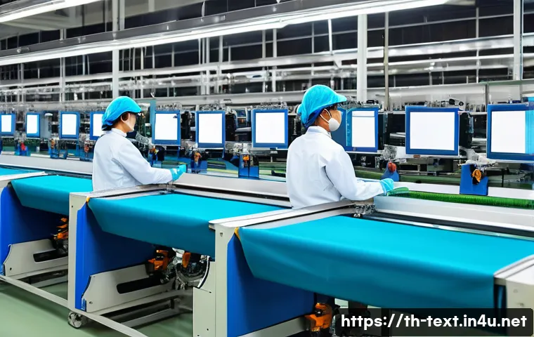 섬유기사 자격증의 가치와 전망 - A modern textile factory in Thailand showing skilled workers wearing protective uniforms and safety ...