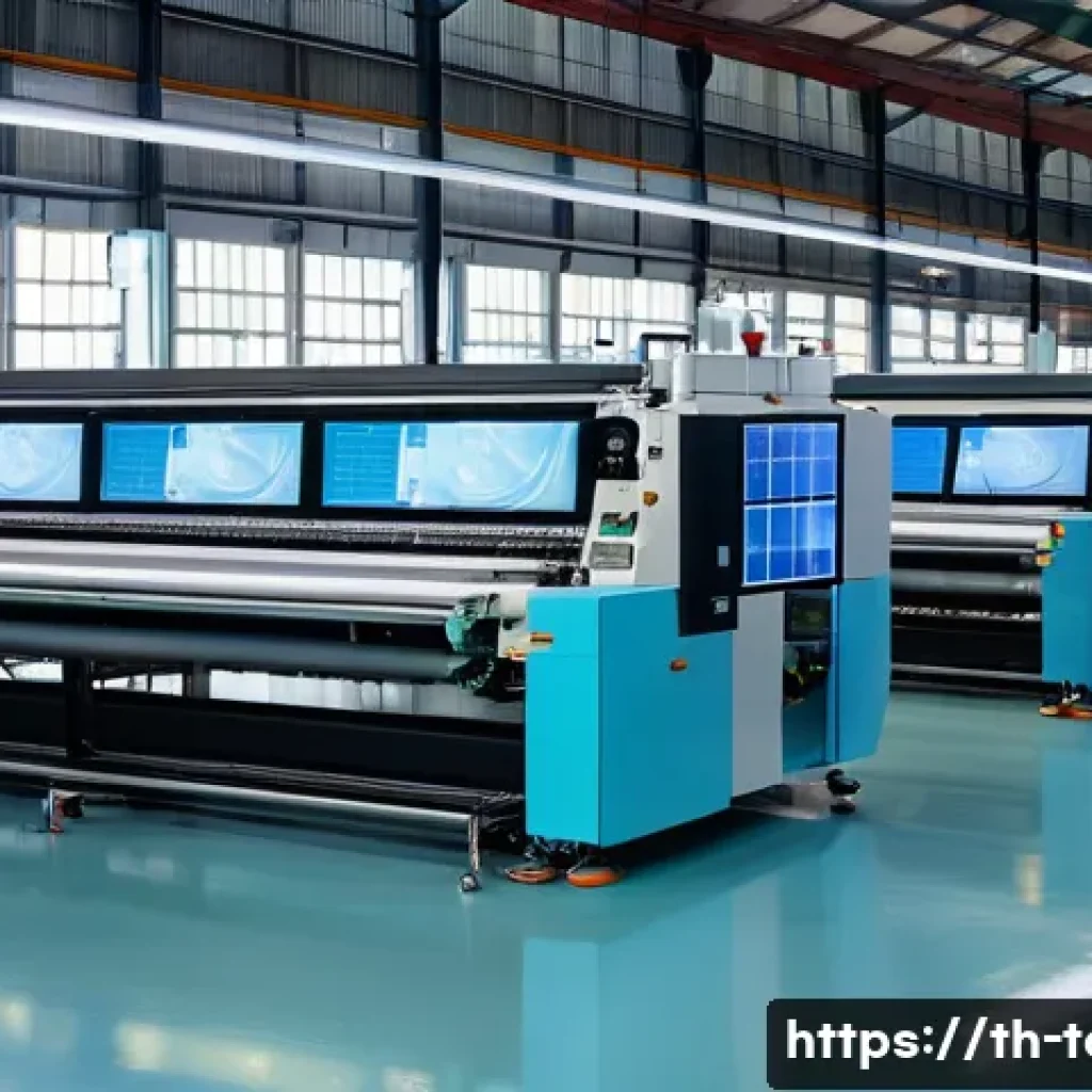 섬유기사와 직무 확장성 - A modern textile factory interior in Thailand, showcasing advanced intelligent machinery and automat...