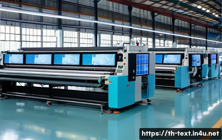 섬유기사와 직무 확장성 - A modern textile factory interior in Thailand, showcasing advanced intelligent machinery and automat...