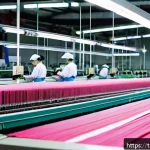 Home 20 섬유기사와 관련 직종의 연봉 비교 - A detailed scene inside a modern Thai textile factory with skilled workers operating advanced automa...