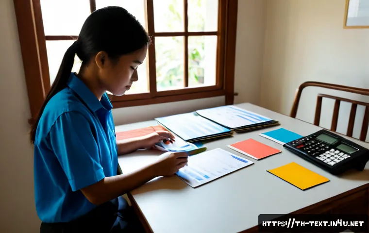 Home 30 섬유기사 시험 후기와 꿀팁 - Photorealistic Thai textile engineering student reviewing for a professional certification exam at a...